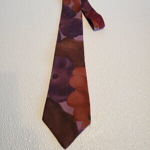 Mens Croft & Barrow Brown & Purple Floral Neck Tie Silk